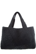 Baemi Black Leather "Falor" Gugliola Woven Tote Handbag