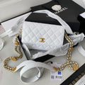CHLSmall Flap Bag Gold Hardware White For Women, Women’s Handbags, Shoulder Bags 7.5in/19cm AP2840