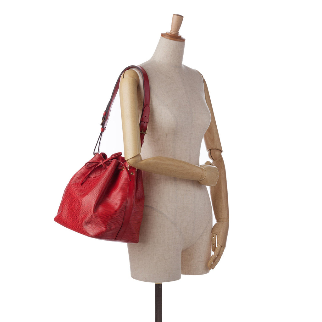 Red Louis Vuitton Epi Petit Noe Bucket Bag