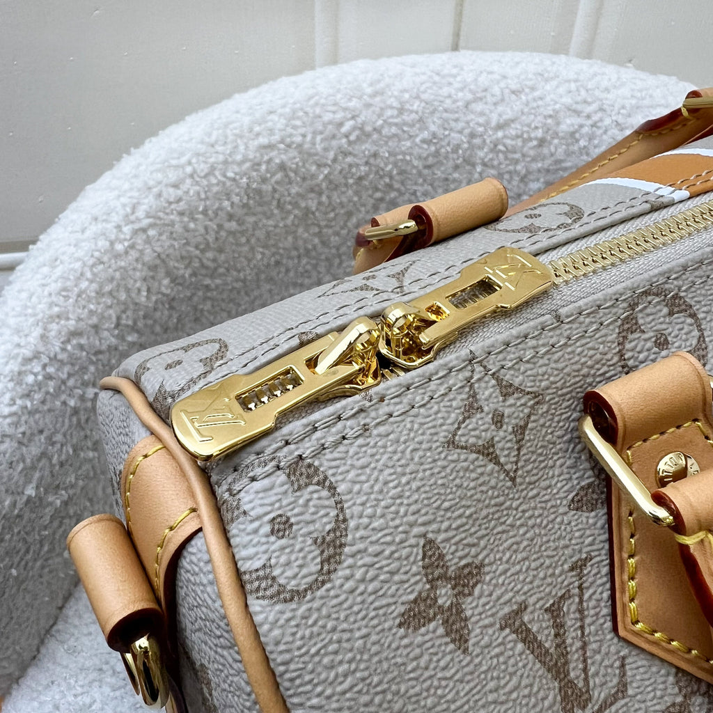 LV Speedy 25 Bandouliere in Beige Monopaname Canvas and GHW