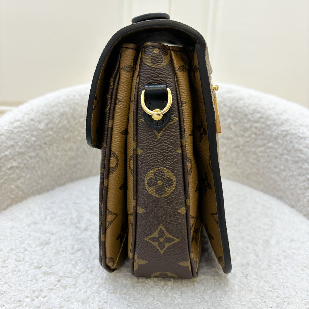 LV Pochette Metis in Reverse Monogram Canvas, Black Leather and GHW