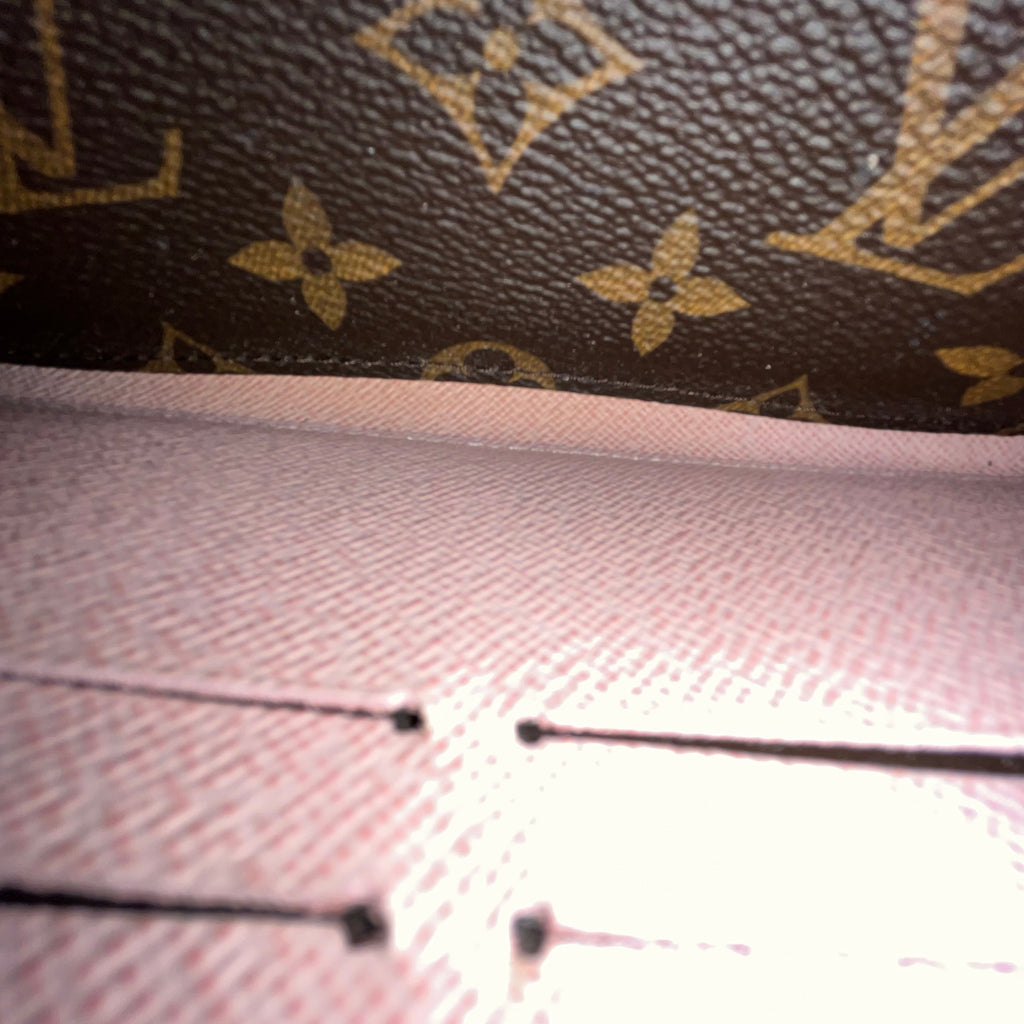 LOUIS VUITTON Clemence Monogram Rose Ballerine Wallet