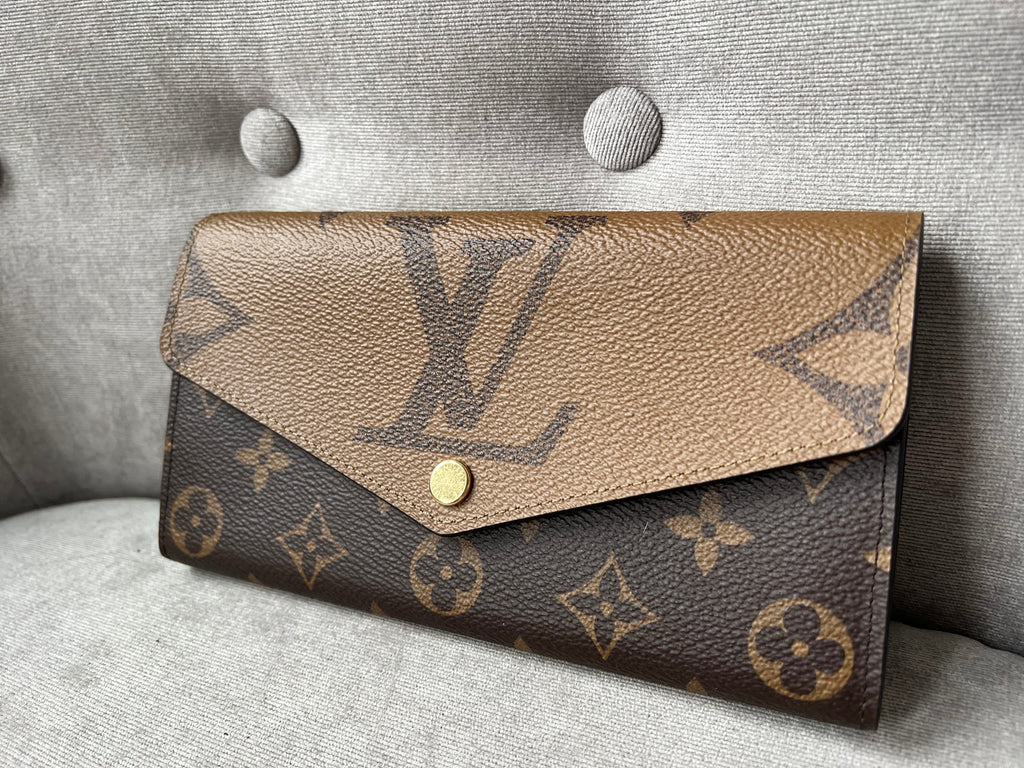 Louis Vuitton Sarah Wallet in reverse Monogram and Brown (RRP £550)