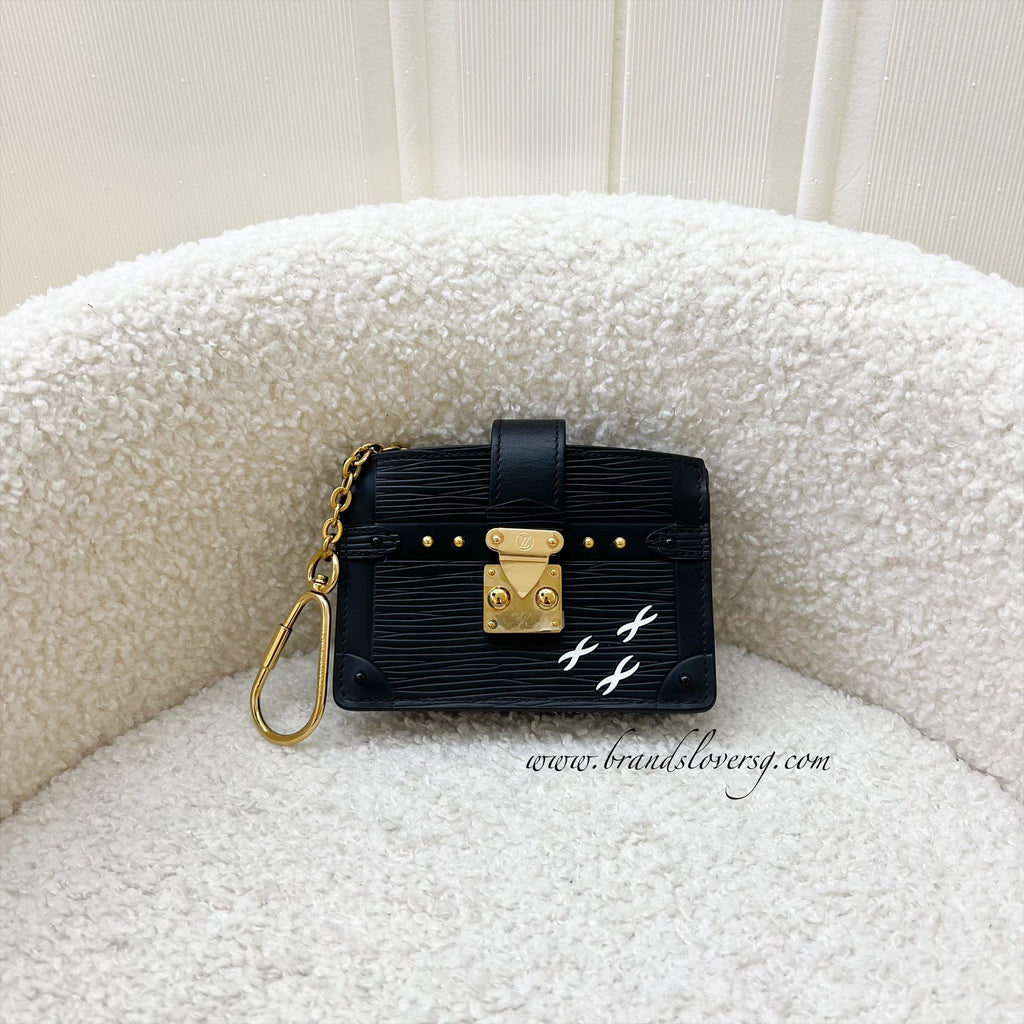 LV Trunk Multicartes Card Holder with Key Ring in Black Epi Leather and GHW