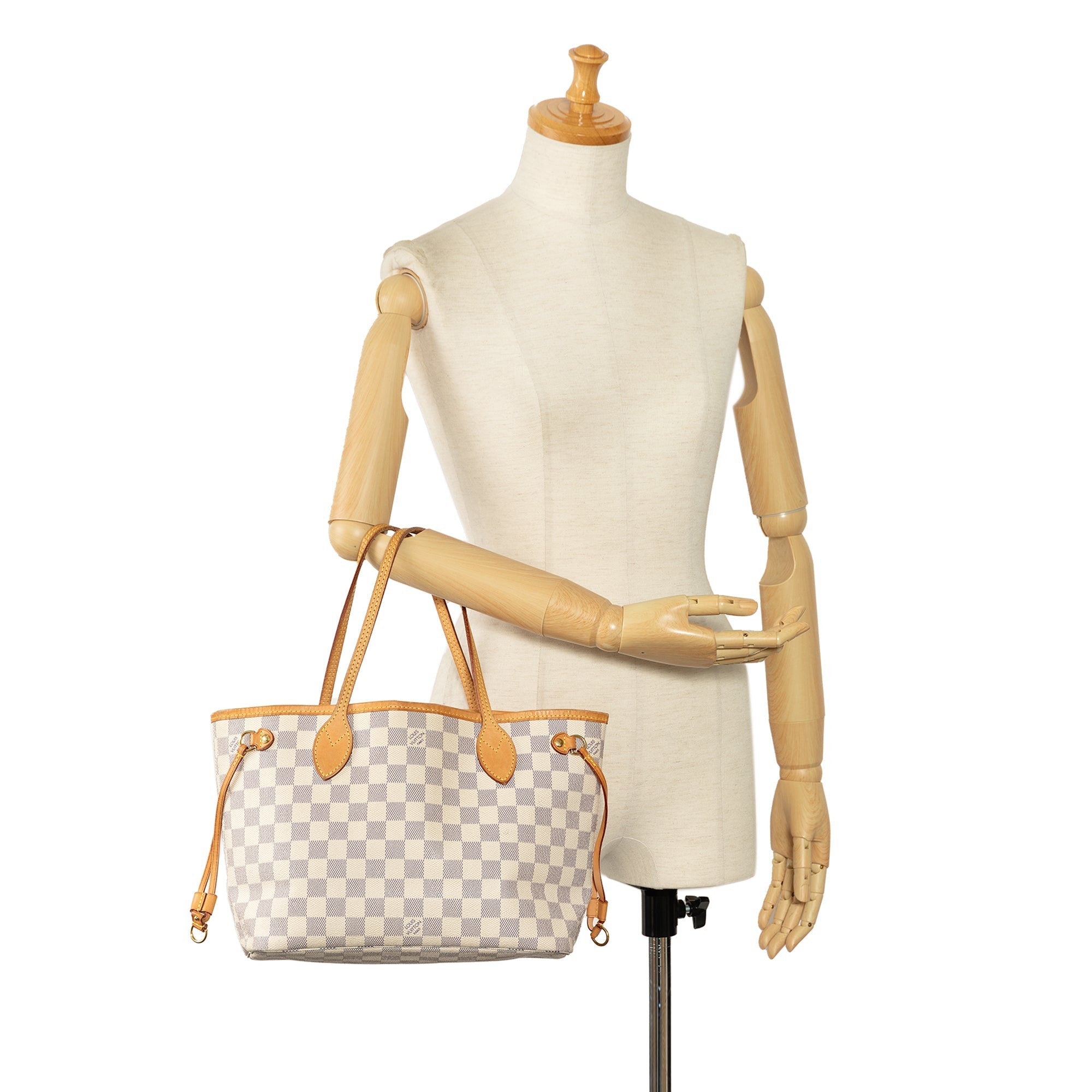 Beige Louis Vuitton Damier Azur Neverfull PM Tote Bag