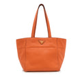 Prada Orange Calf Leather Metallic Vitello Daino Tote Bag Italy