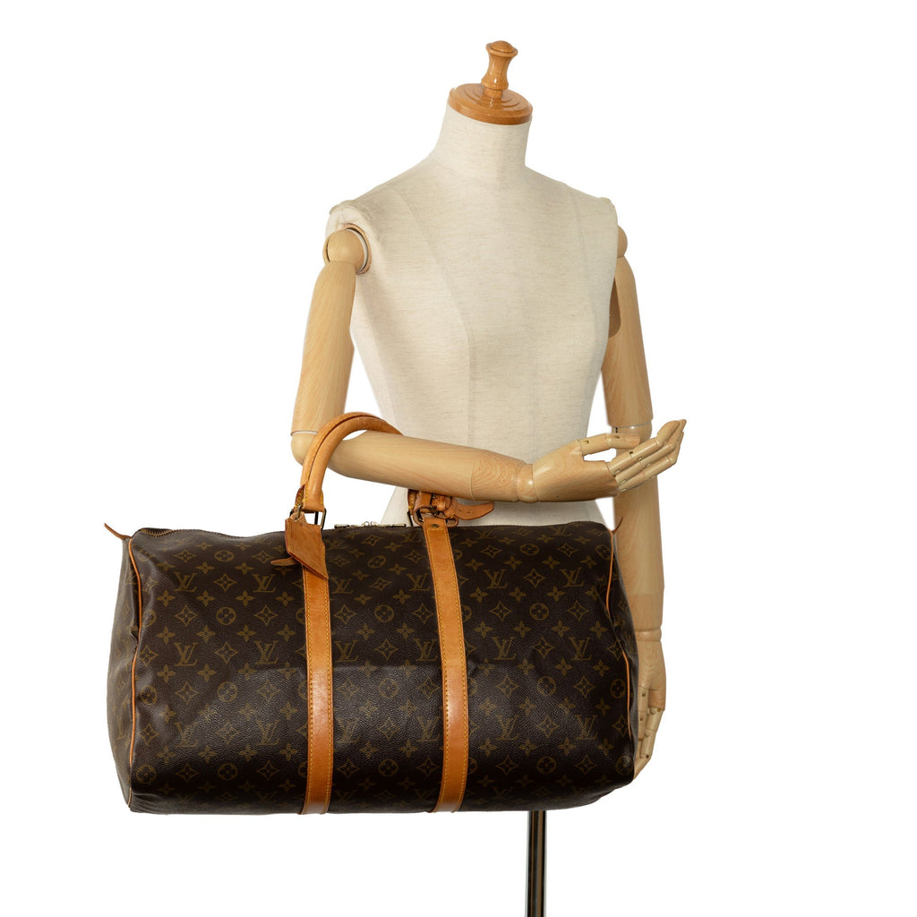 Brown Louis Vuitton Monogram Keepall 50 Travel Bag