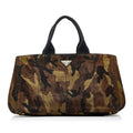 Brown Prada Canapa Camouflage Tote Bag