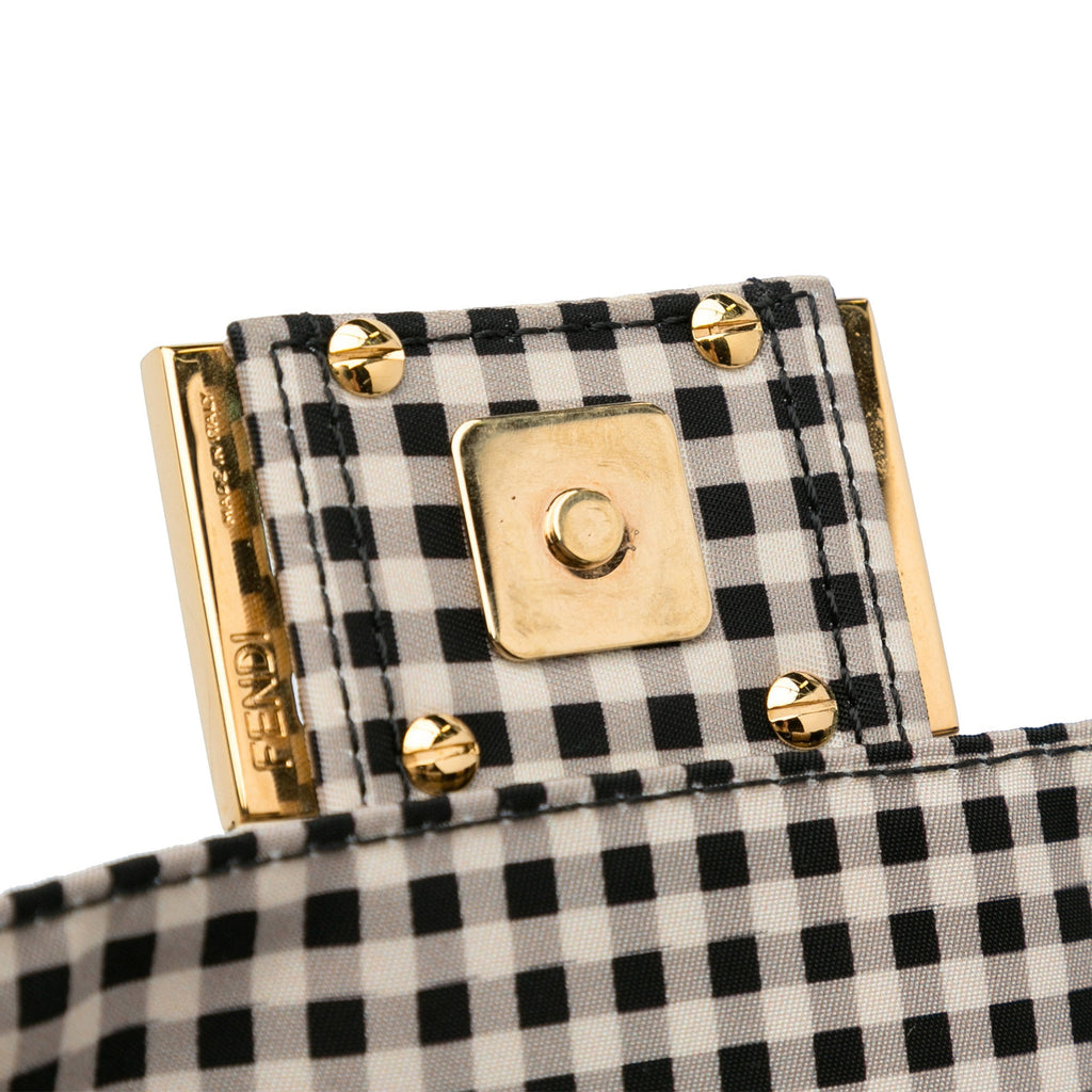 Fendi Joshua Vides Convertible Baguette White Black Checked Canvas
