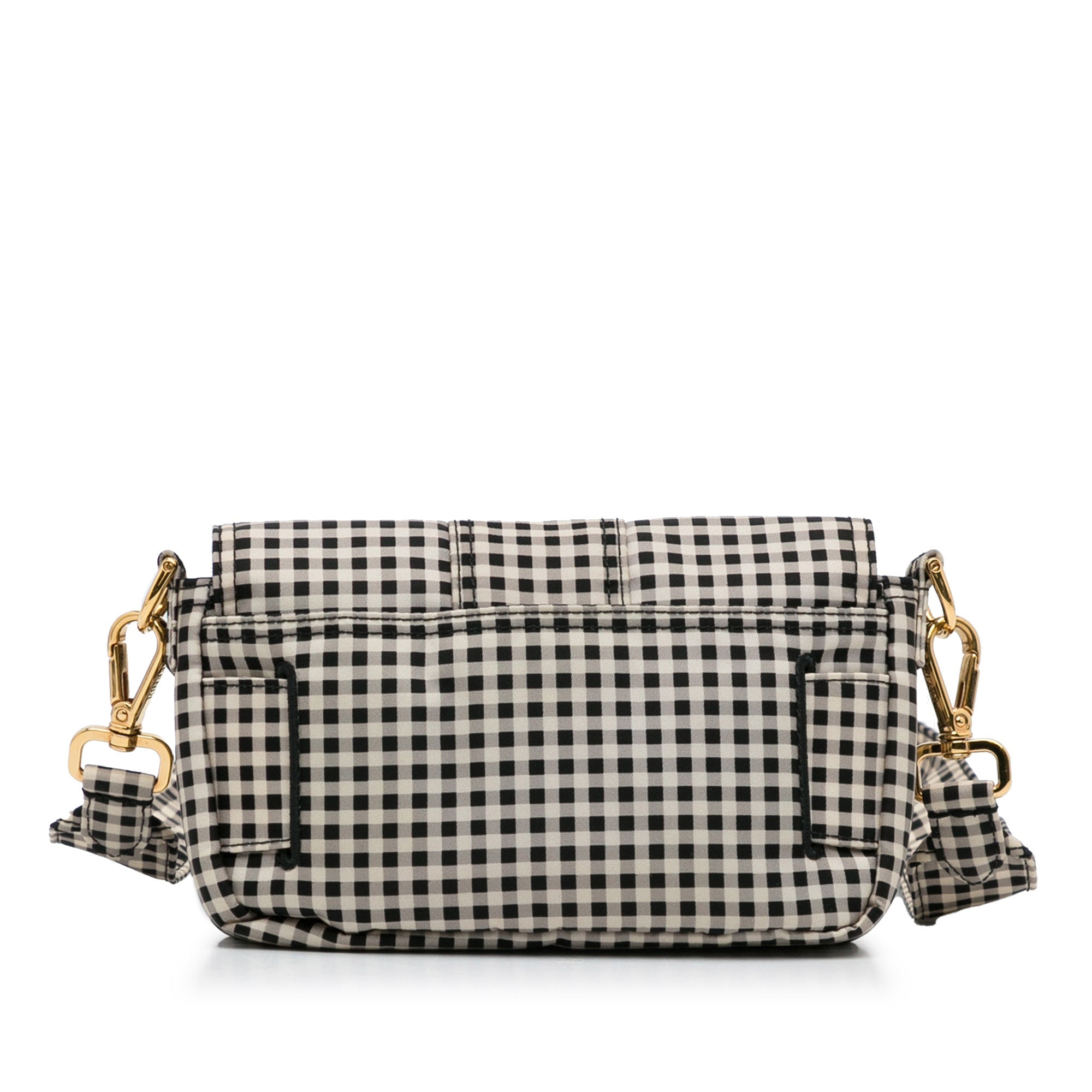 Fendi Joshua Vides Convertible Baguette White Black Checked Canvas