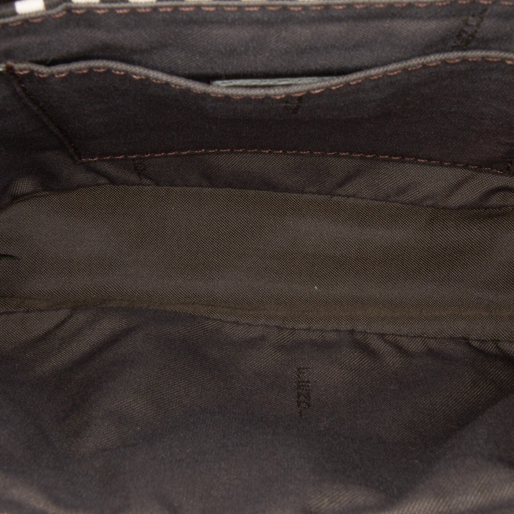 Fendi Joshua Vides Convertible Baguette White Black Checked Canvas