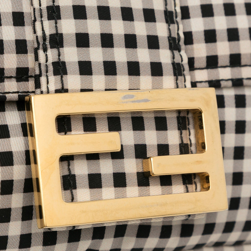 Fendi Joshua Vides Convertible Baguette White Black Checked Canvas