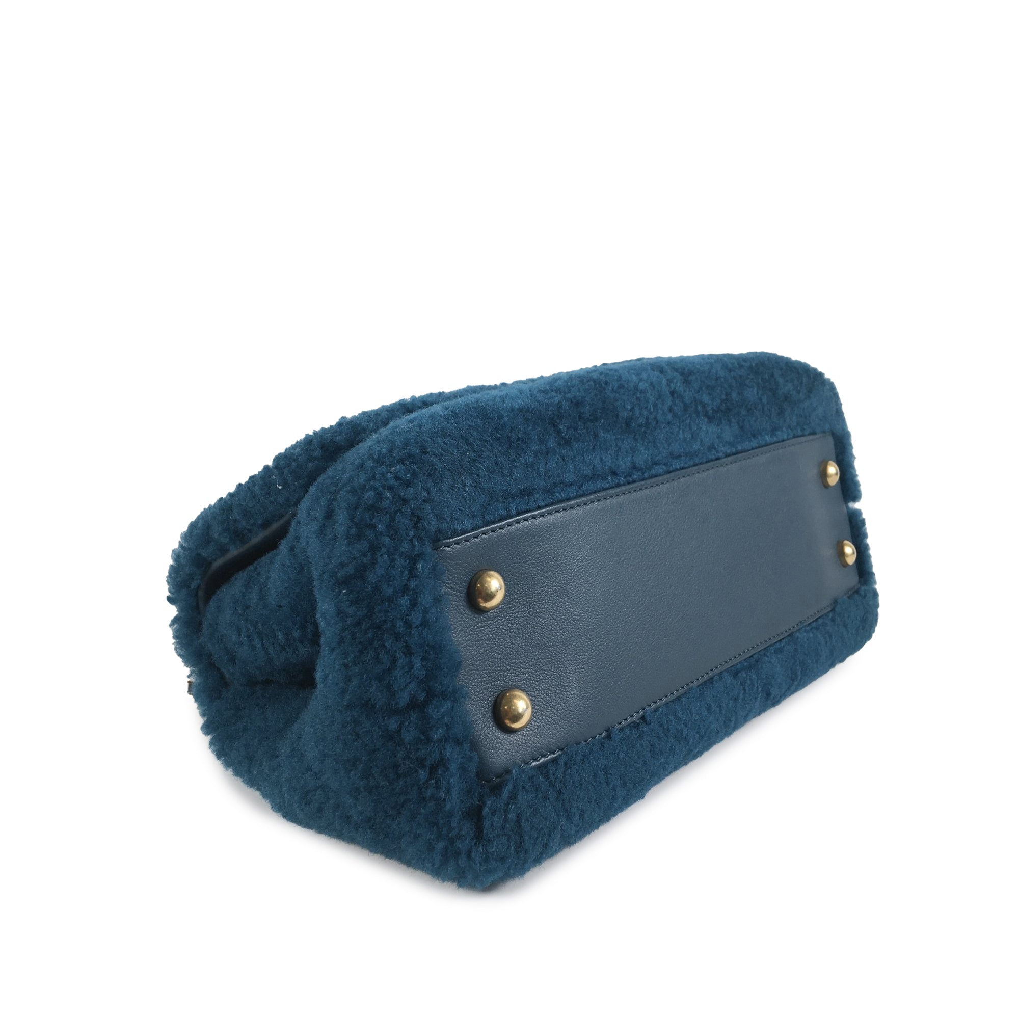 Chanel Coco Top Handle Small Blue Shearling Gold