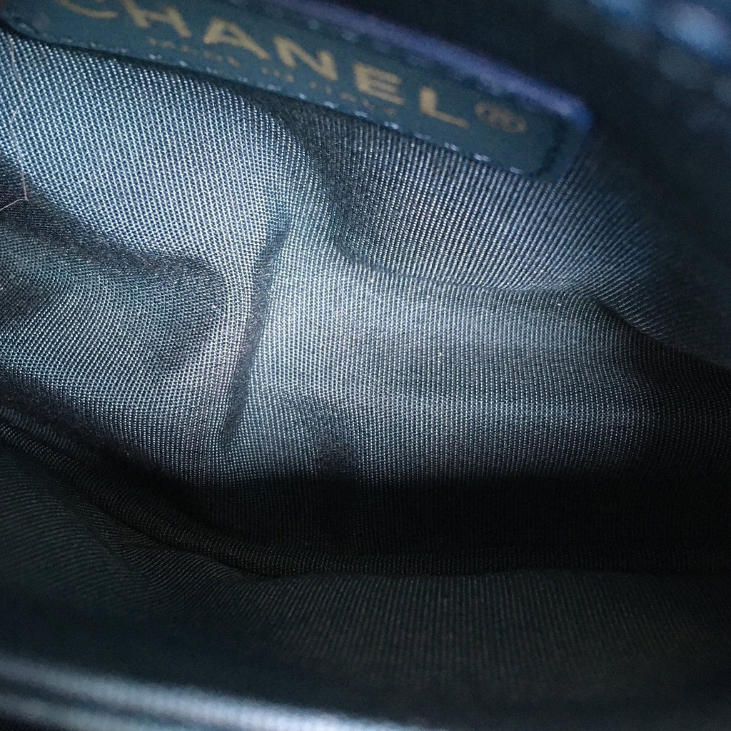 Chanel Coco Top Handle Small Blue Shearling Gold