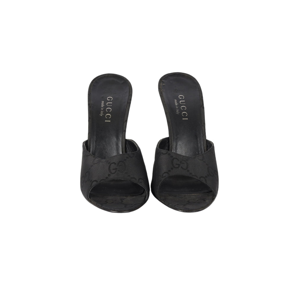 Gucci Monogram Canvas Heel Sandals - '00s