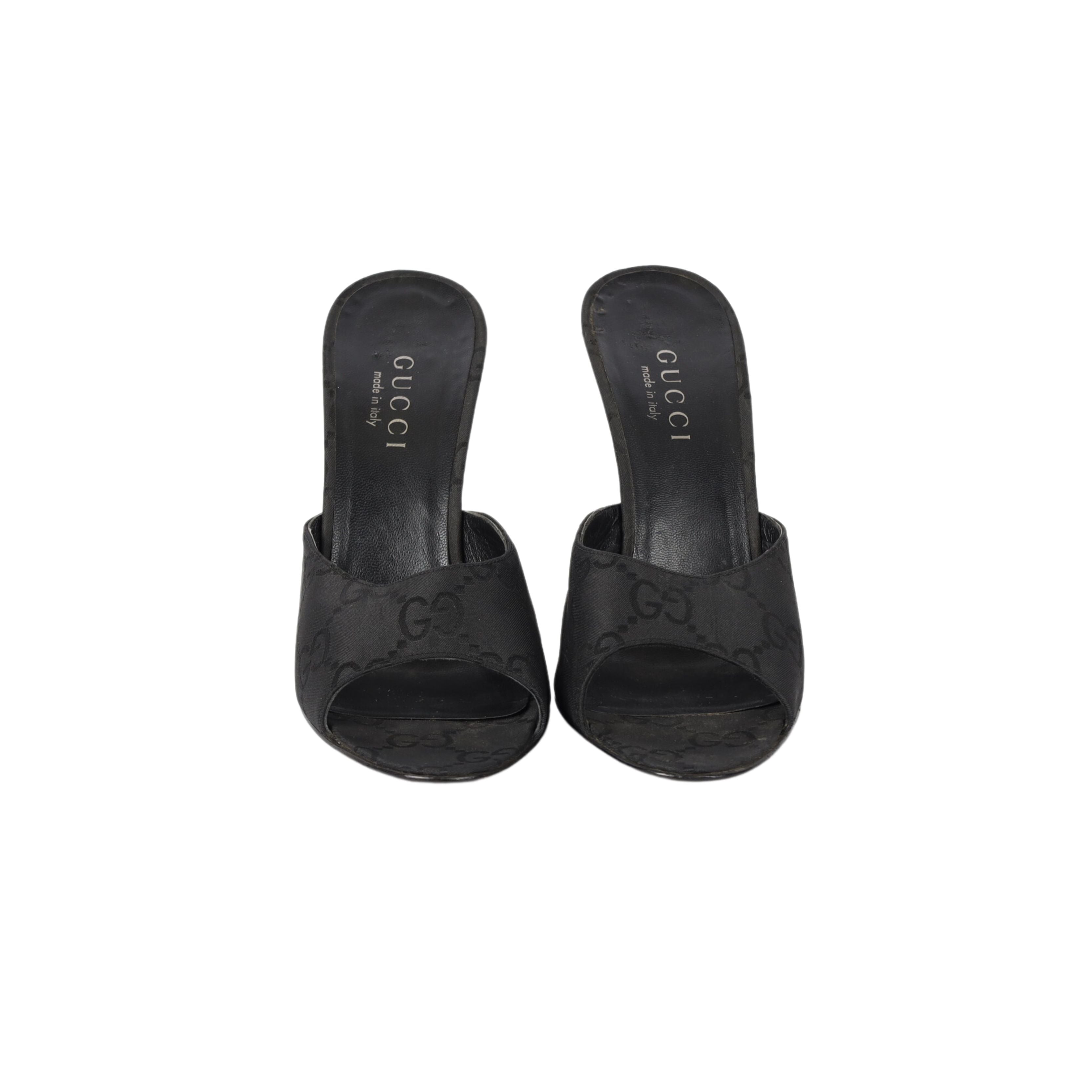 Gucci Monogram Canvas Heel Sandals - '00s