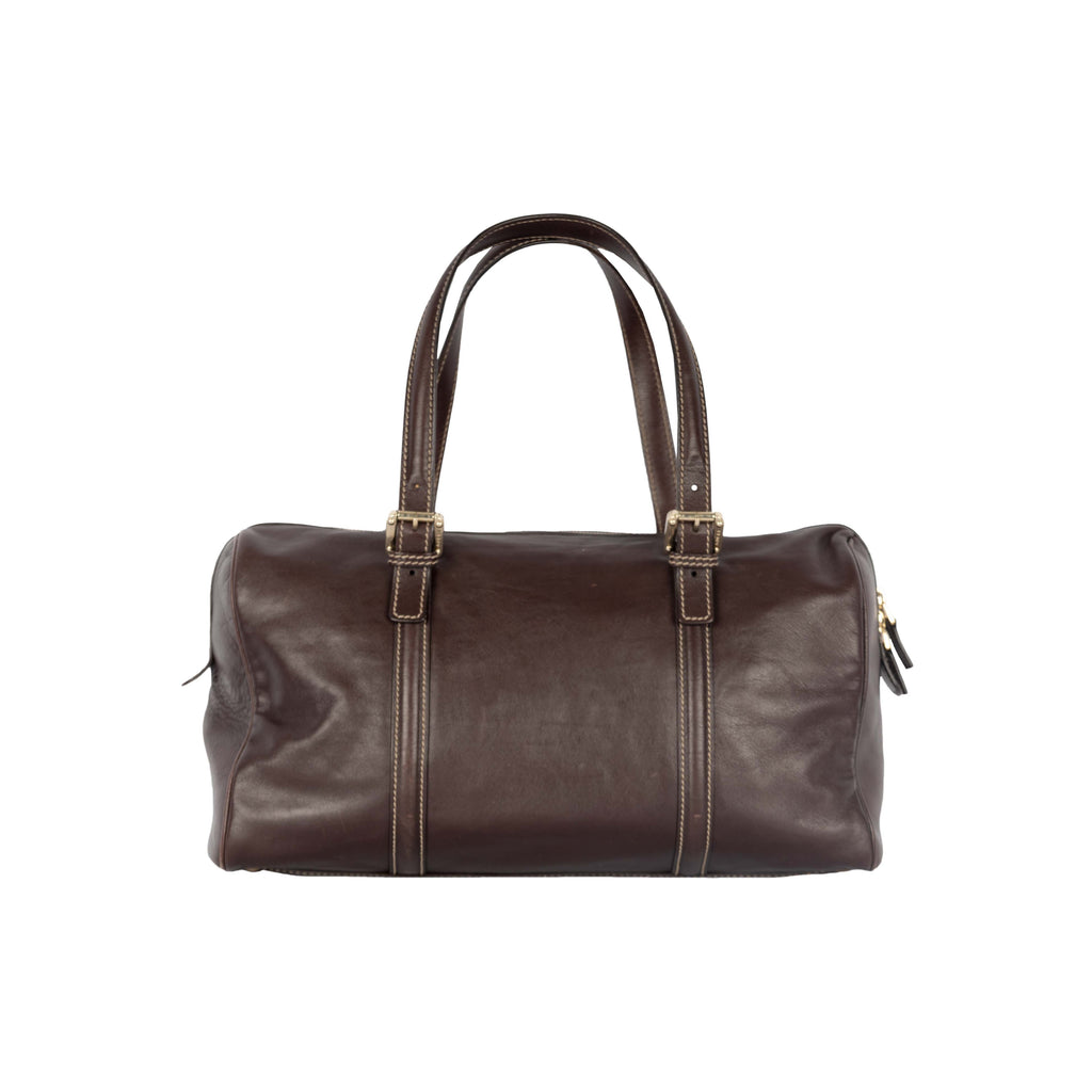 Gucci Dark Brown Leather GG Britt Boston Bag - '10s