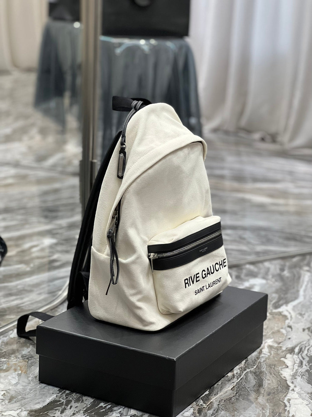 YSSL City Backpack In Canvas Unisex For Women 13.8in/35cm White YSL