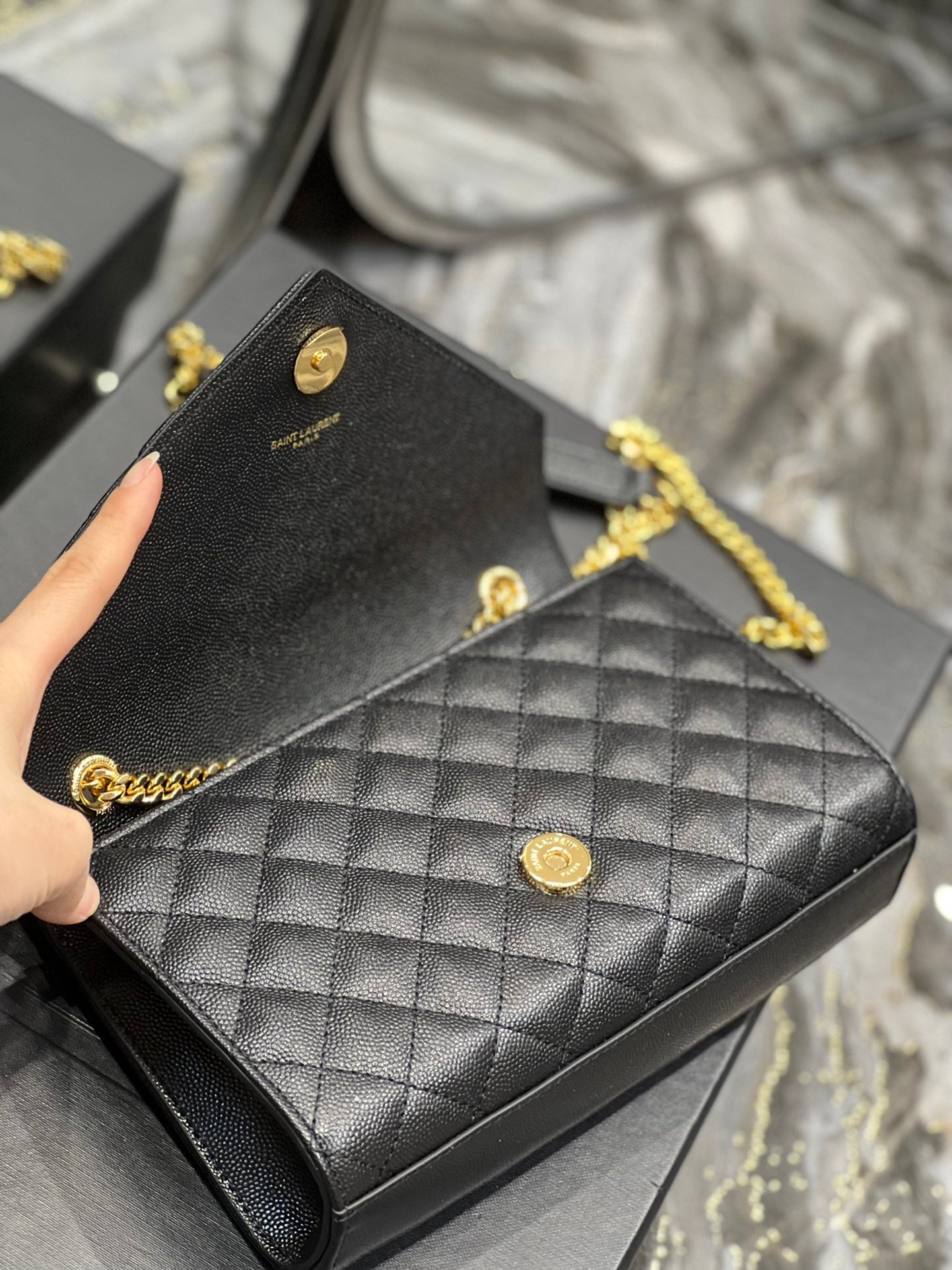 GLAMI Small Bag Black In Mix Matelasse For Women 8.2in/21cm YSL 600195BOW911000