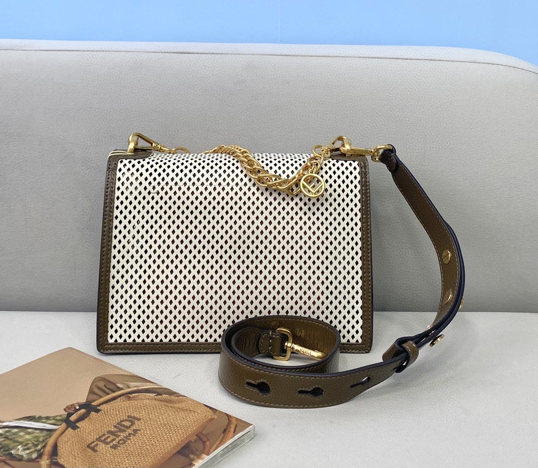 FI MeGLAMIum Kan U White and Brown Bag For Woman 25cm/10in