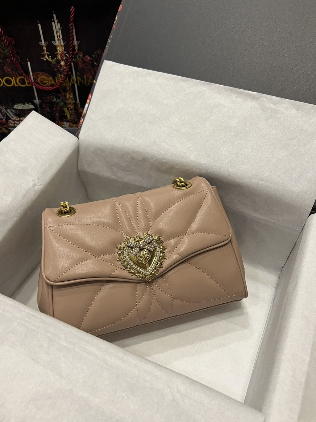 GLAMI Large Devotion Shoulder Bag In Quilted Nappa Beige For Women 11.4in/29cm GLAMI