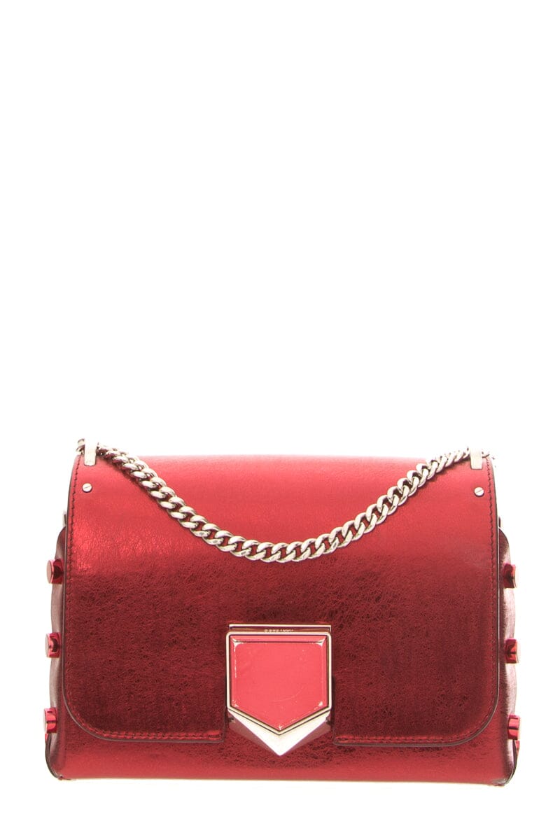 Jimmy Choo Red Lockett City Shoulder Bag