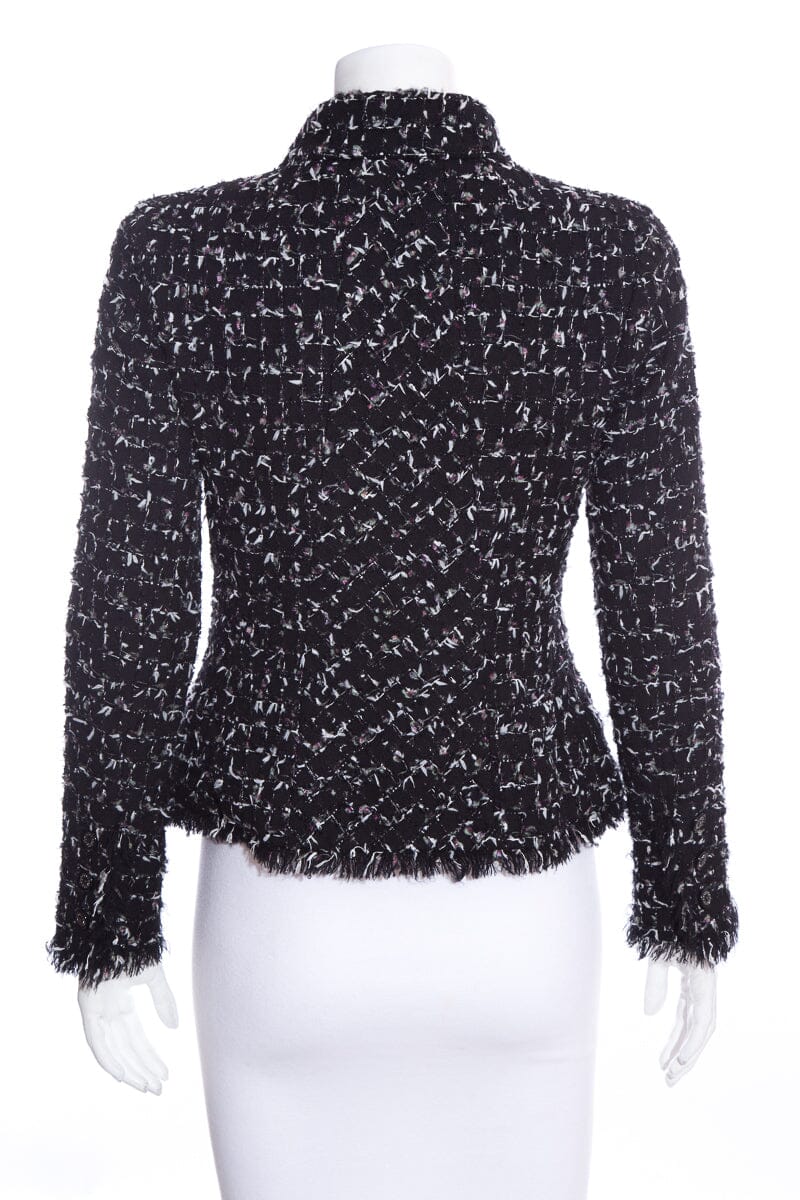 Chanel Cruise 2006 Navy Fantasy Tweed Tie Neck Blazer SZ 34