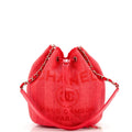 CHANEL Deauville Drawstring Bucket Bag Striped Mixed Fibers Medium