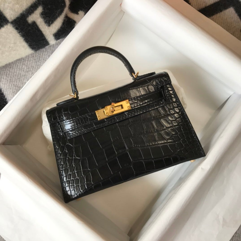 GLAMI Kelly Black For Women Gold Toned Hardware 7.8in/20cm