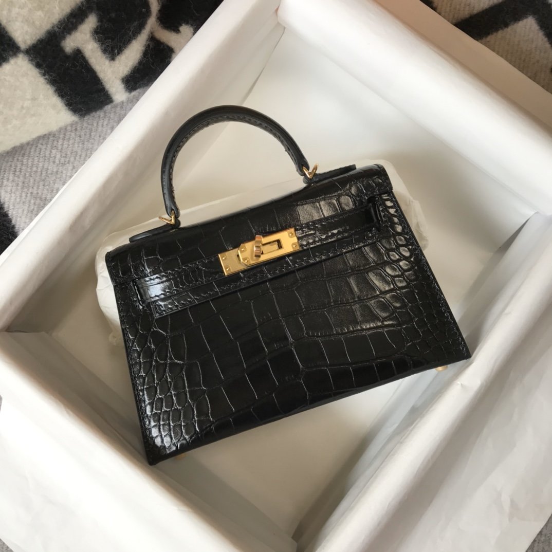 GLAMI Kelly Black For Women Gold Toned Hardware 7.8in/20cm