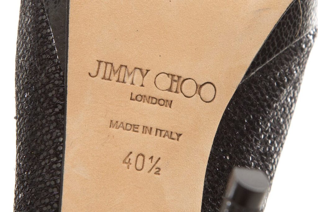 Jimmy Choo Black Sparkle Peep Toe Heels SZ 40.5