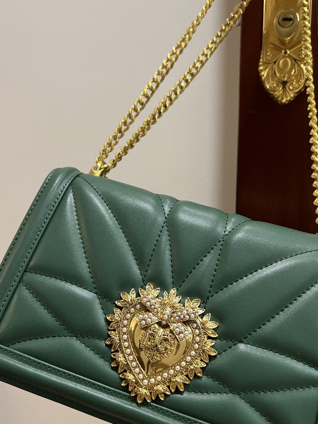 GLAMI Large Devotion Bag In Quilted Nappa Green For Women 10in/26cm GLAMIÃ‚Â 