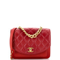 CHANEL Chain Handle Flap Bag Quilted Calfskin with Caviar Small