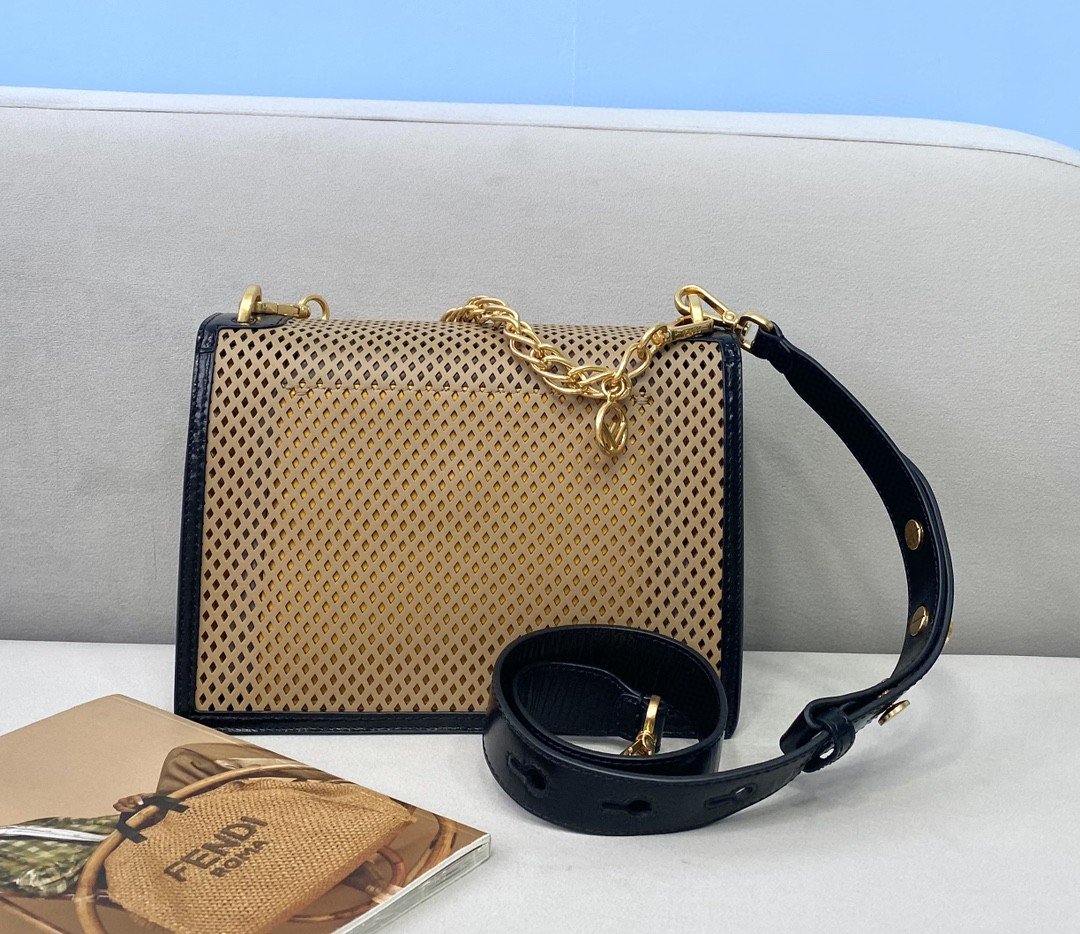 FI MeGLAMIum Kan U Black and Brown Bag For Woman 25cm/10in