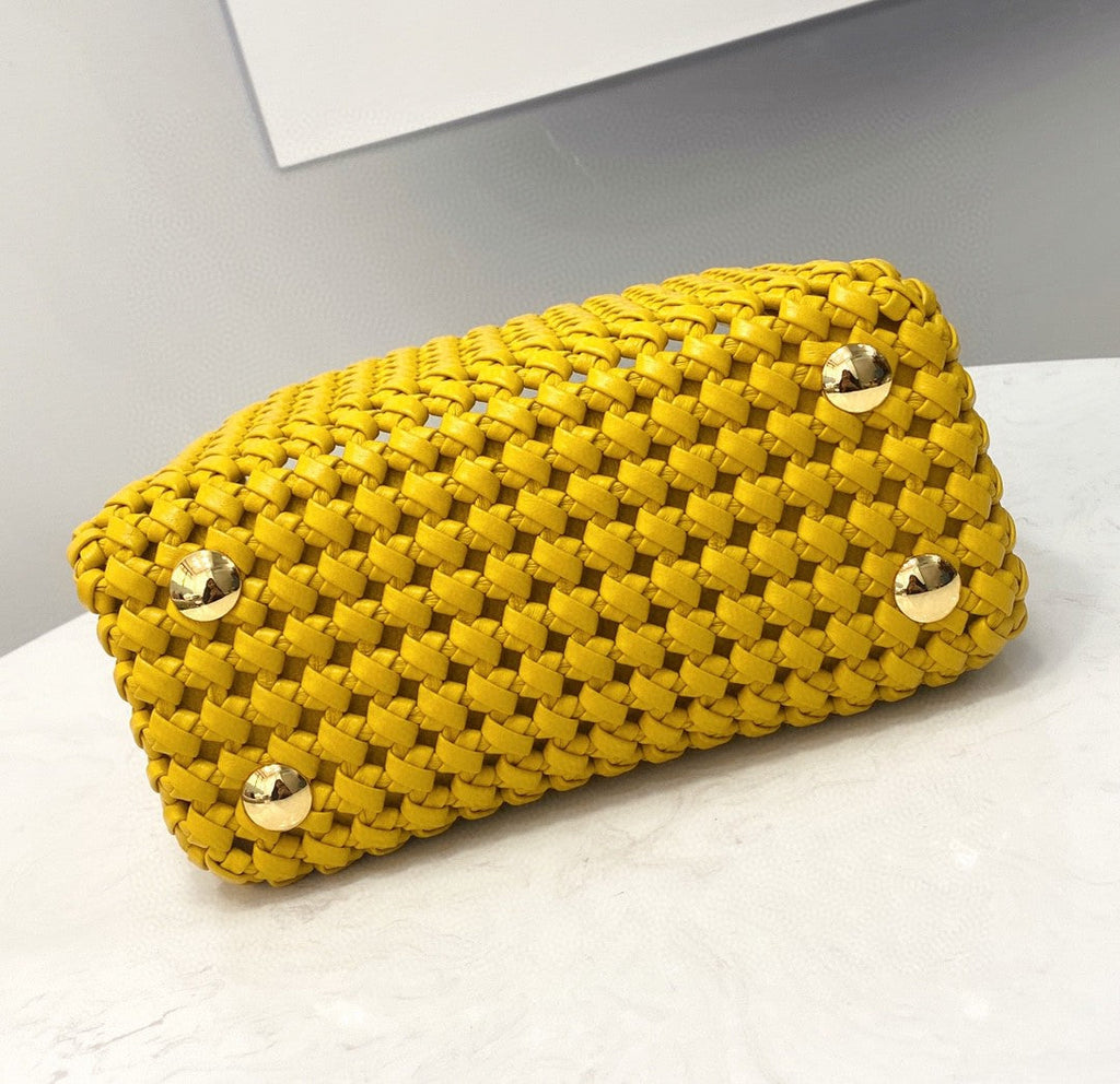 FI GlamI Mini Yellow Braided Bag For Woman 18cm/7in