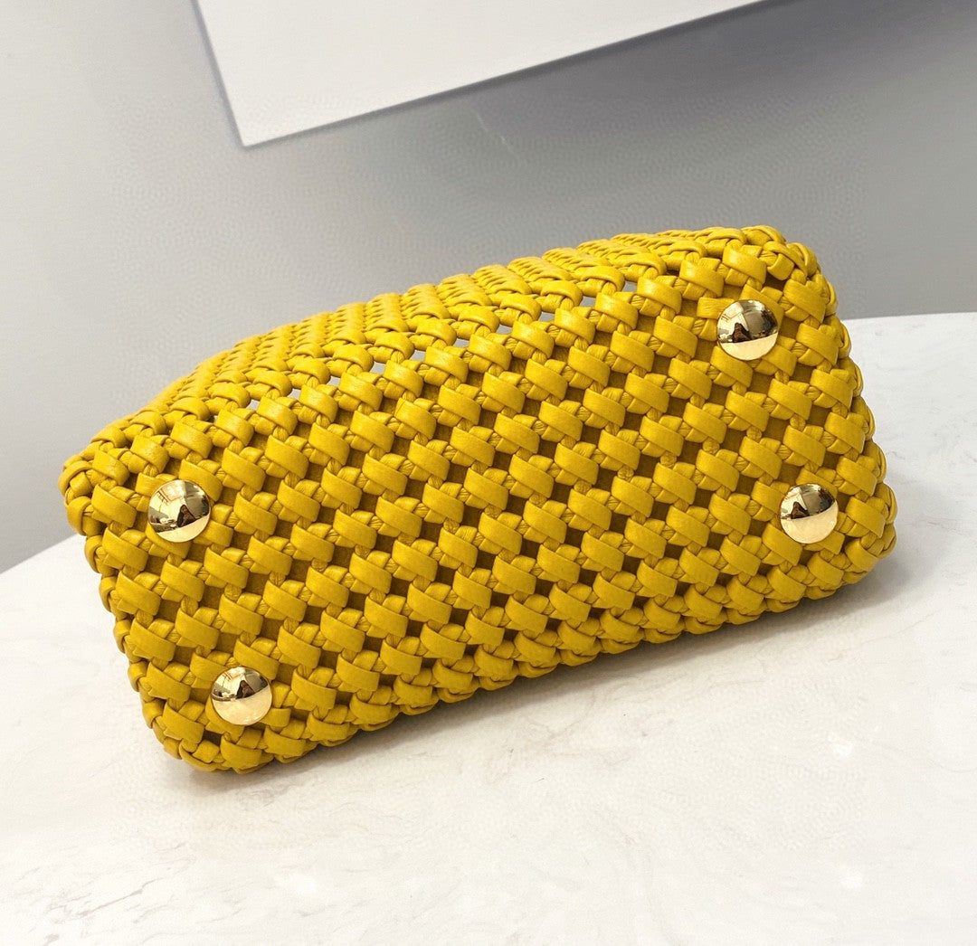 FI GlamI Mini Yellow Braided Bag For Woman 18cm/7in