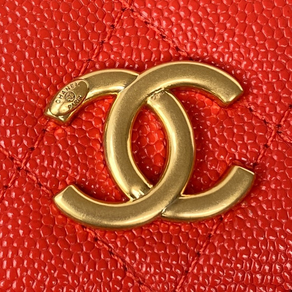 CHL Clutch With Chain Gold Hardware Grained Shinny Red For Women, Women’s Handbags, Shoulder Bags 4.7in/12cm AP2857