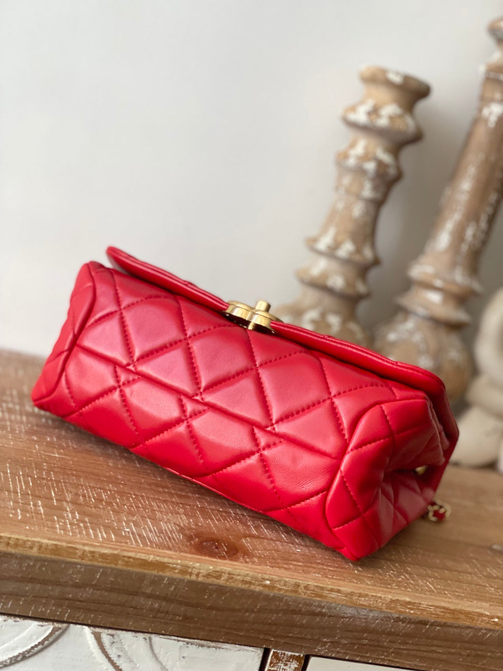 CHLLarge Flap Red Bag For Women 23cm/9in