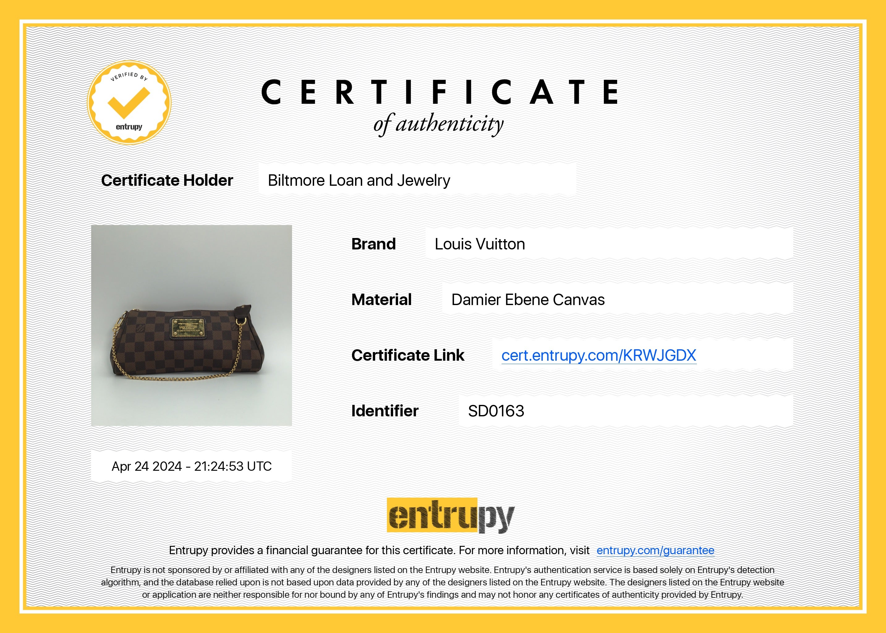 Louis Vuitton Damier Ebene Canvas Eva Clutch