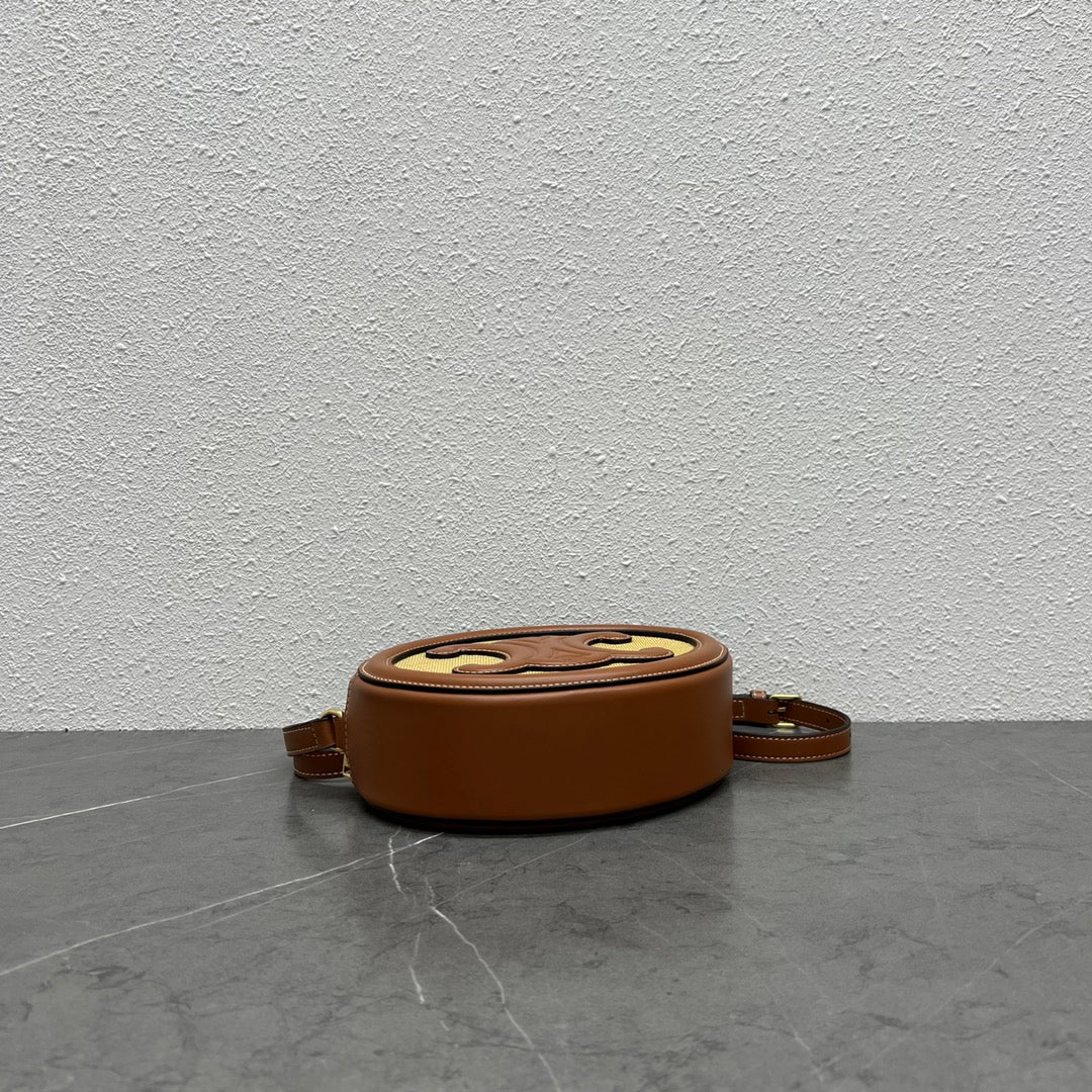 GLAMI Oval Bag Cuir Triomphe In Textile Natural / Tan For Women 8in/20cm 198602DU8.02NT