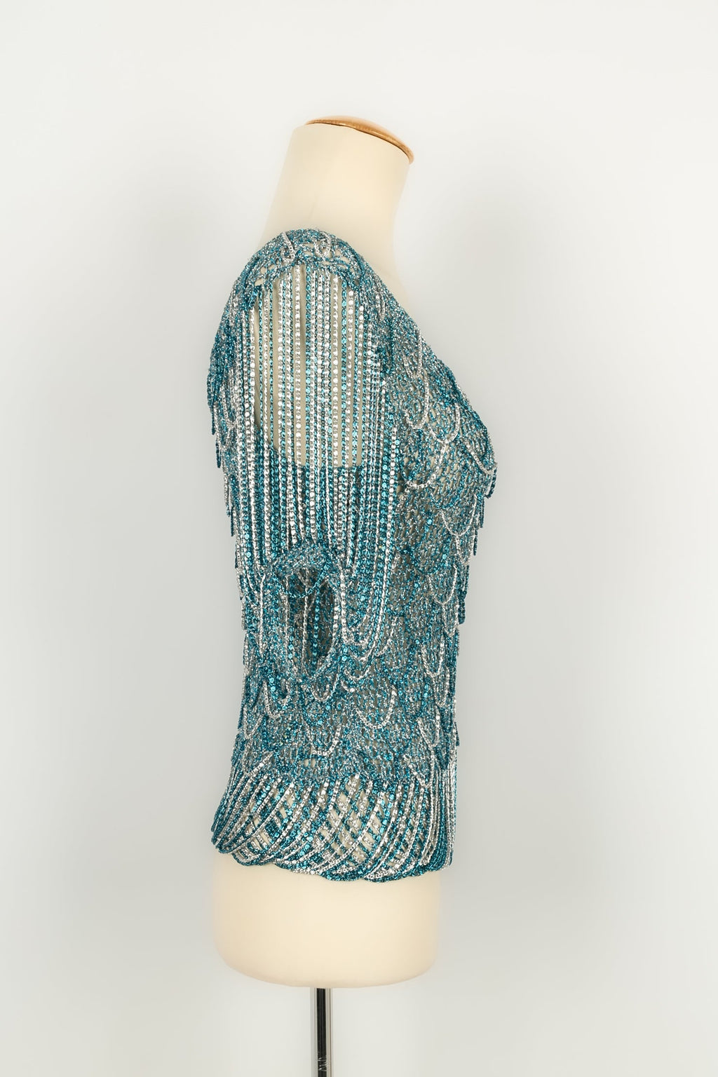 Haut en maille bleue Azzaro