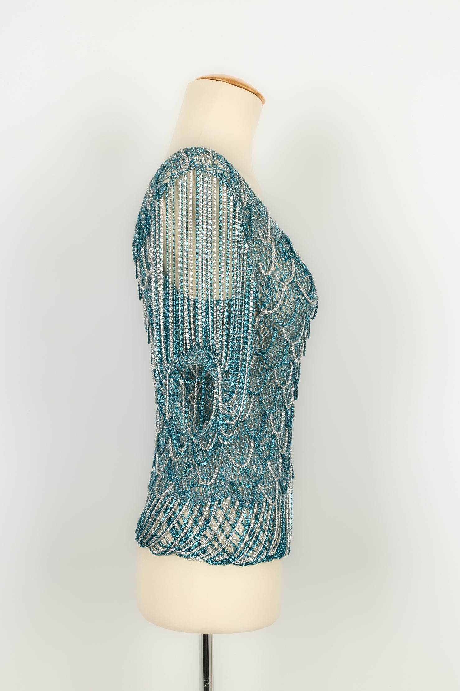 Haut en maille bleue Azzaro
