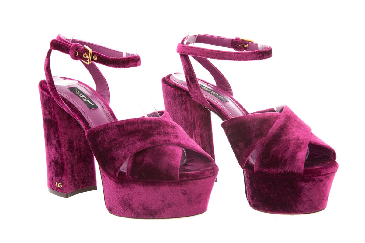 Dolce & Gabbana Burgundy Velvet  Platforms SZ 37