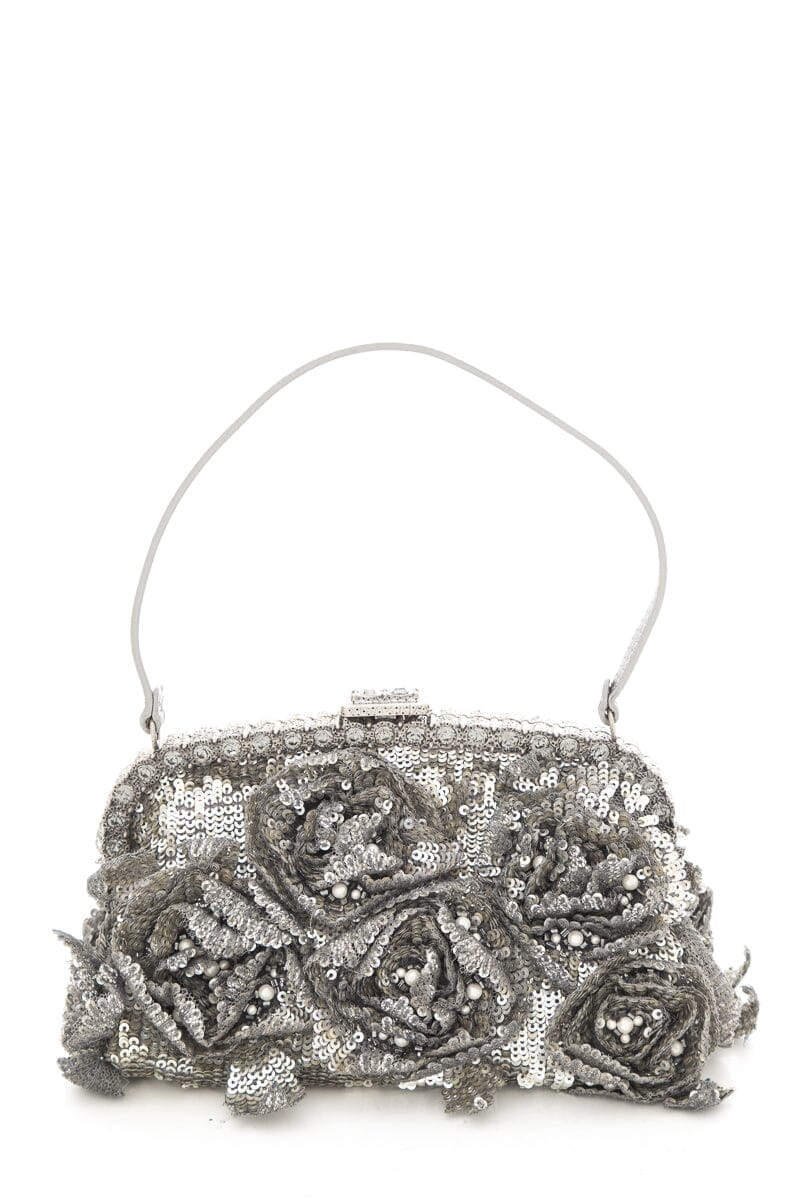 Valentino Silver Sequin Embellished Evening Bag