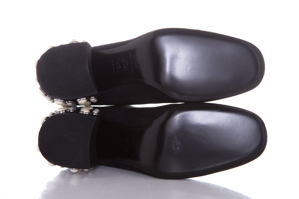 Stuart Weitzman Black Suede & Pearl Bacari Boots SZ 5.5