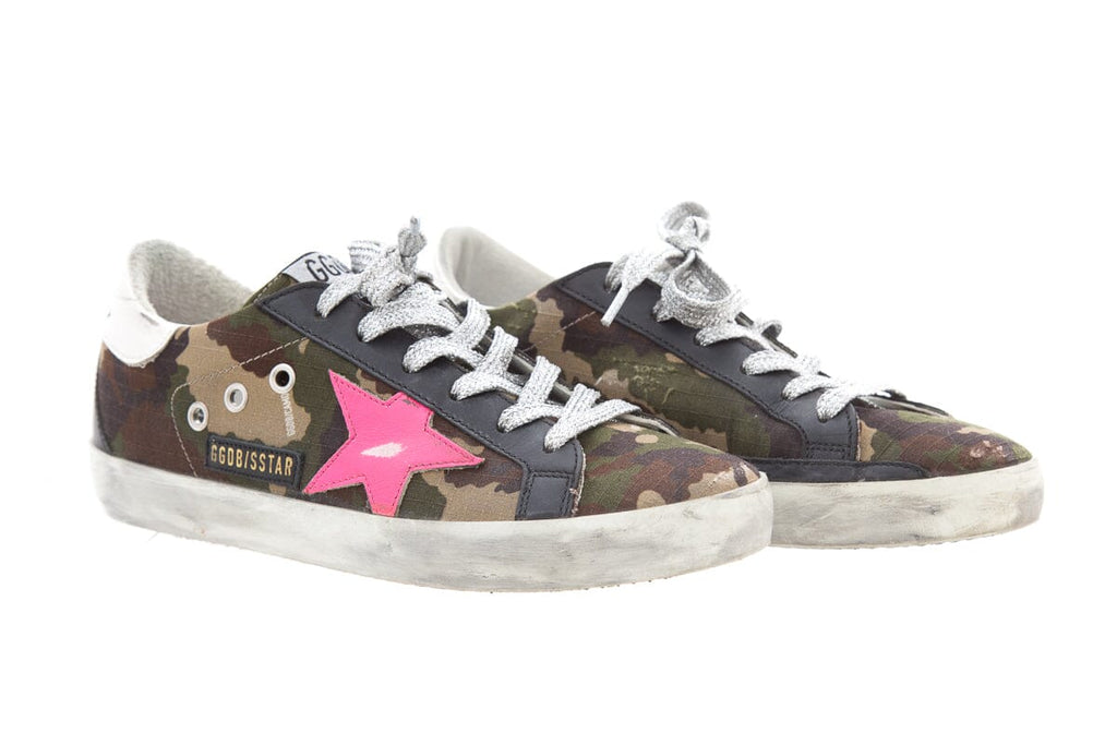Golden Goose Camo Pink Star Super-Star Sneakers SZ 37