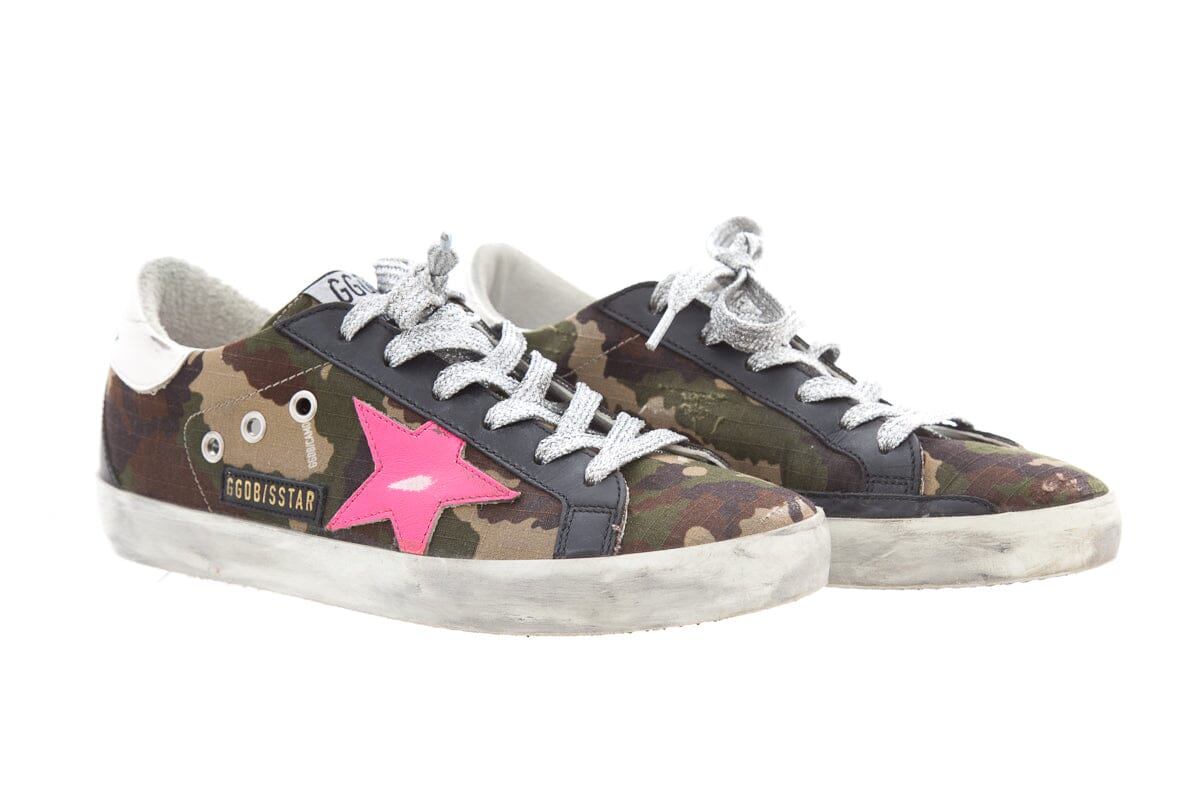 Golden Goose Camo Pink Star Super-Star Sneakers SZ 37