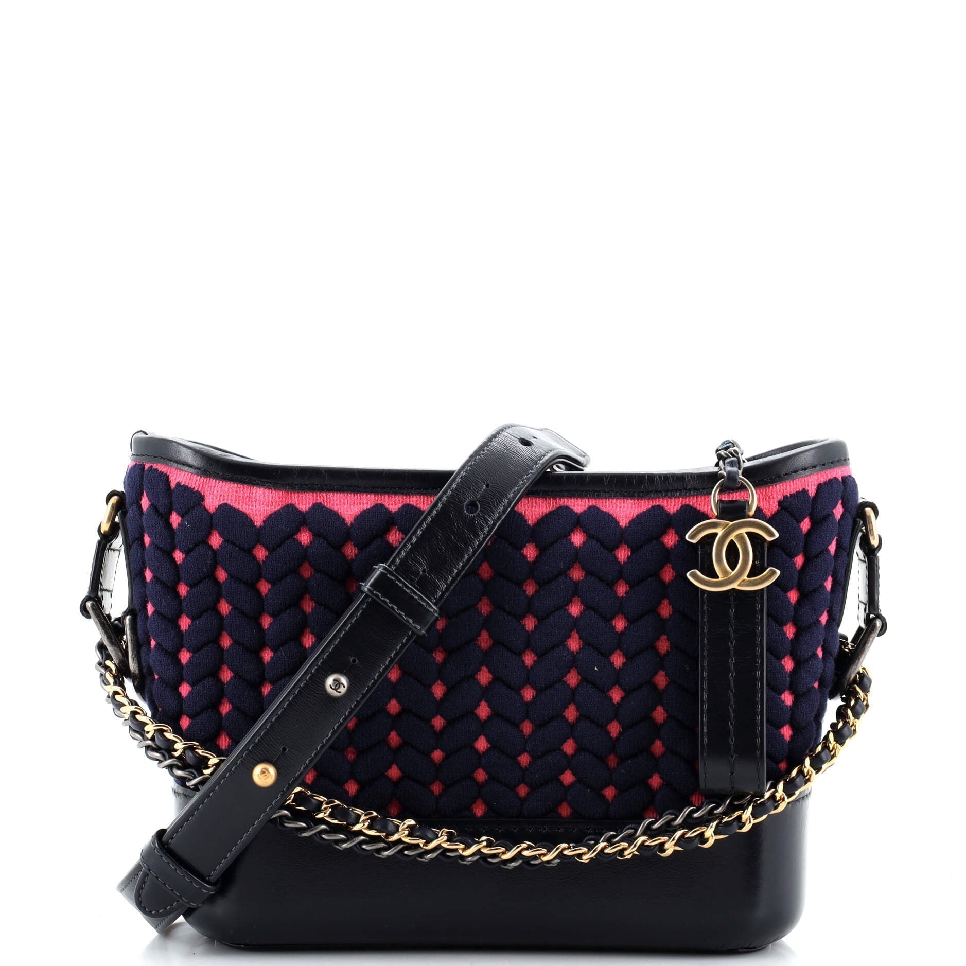 CHANEL Gabrielle Hobo Knit Fabric and Leather Small