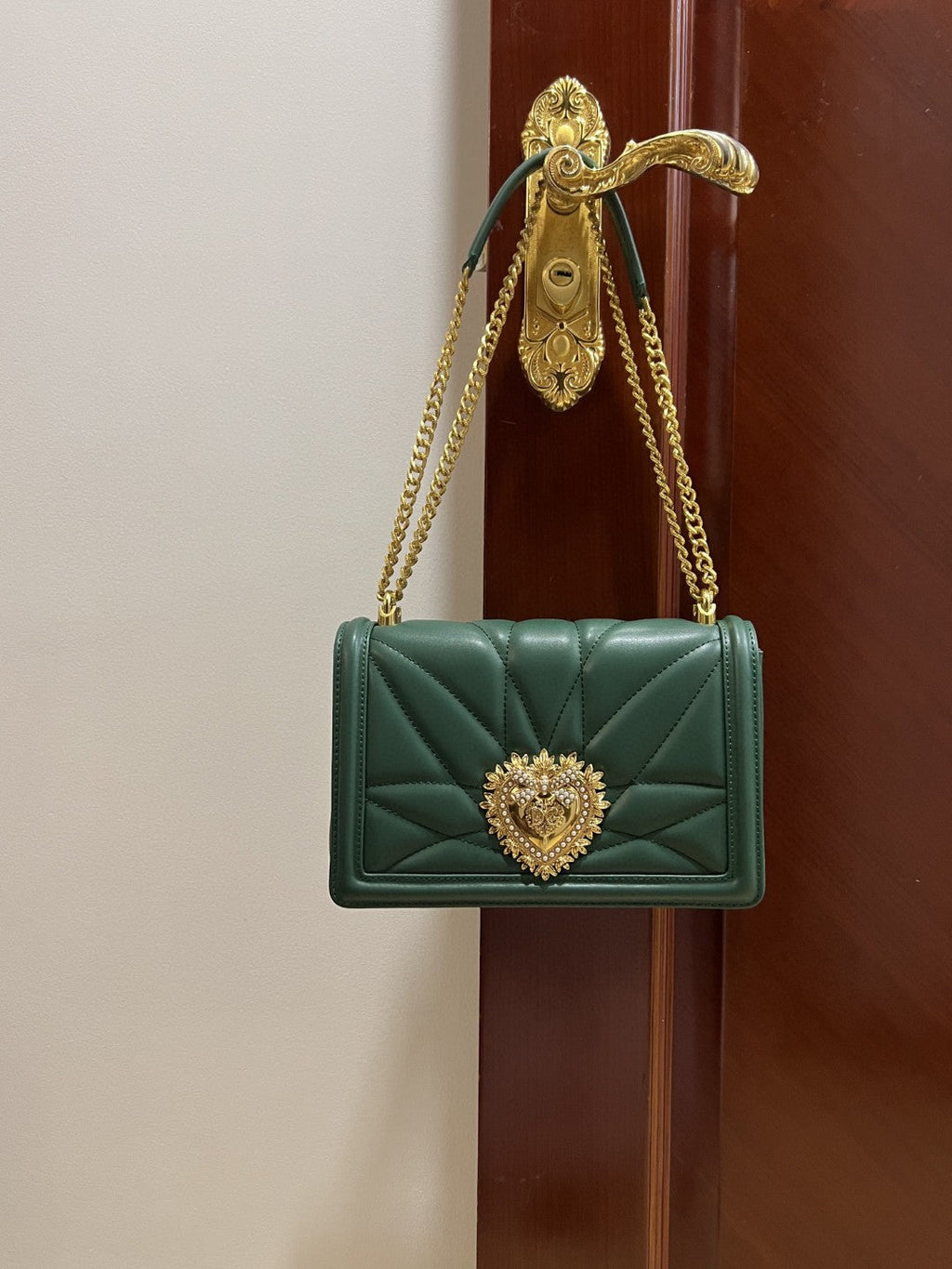 GLAMI Large Devotion Bag In Quilted Nappa Green For Women 10in/26cm GLAMIÃ‚Â 