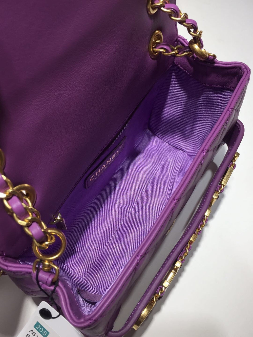 CHLFront Logo Small Flap Bag Gold Hardware Purple For Women, Women’s Handbags, Shoulder Bags 8.2in/21cm AS1490